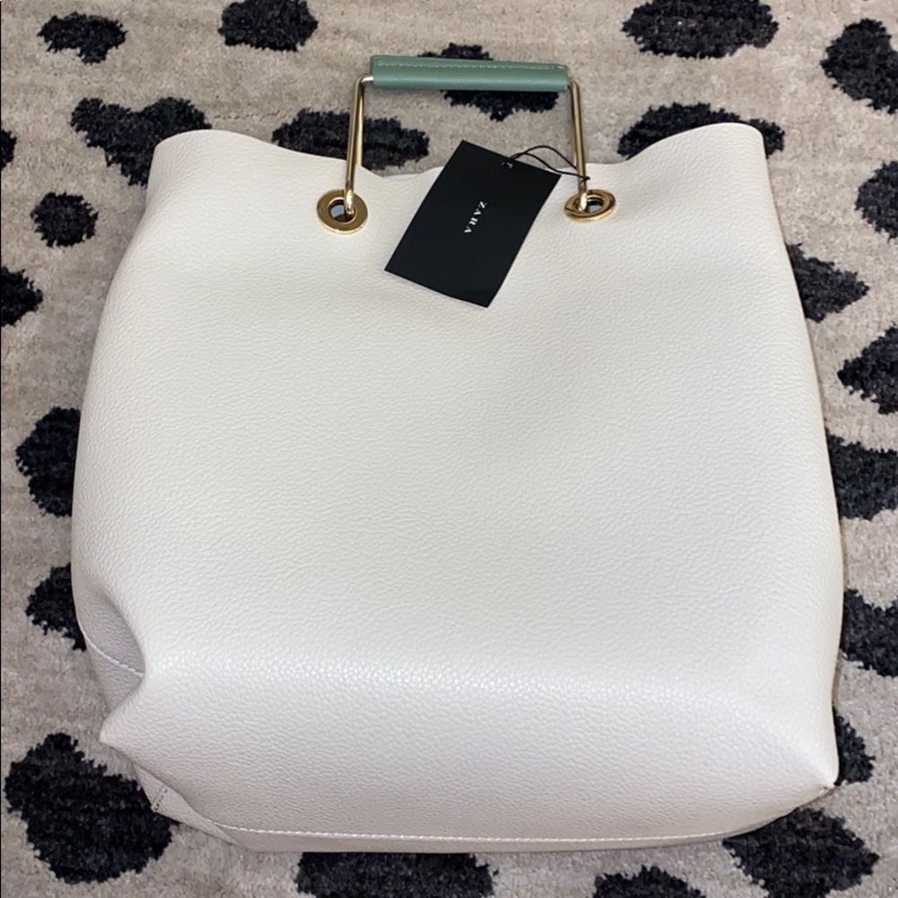 Zara Cream Leather Handbag